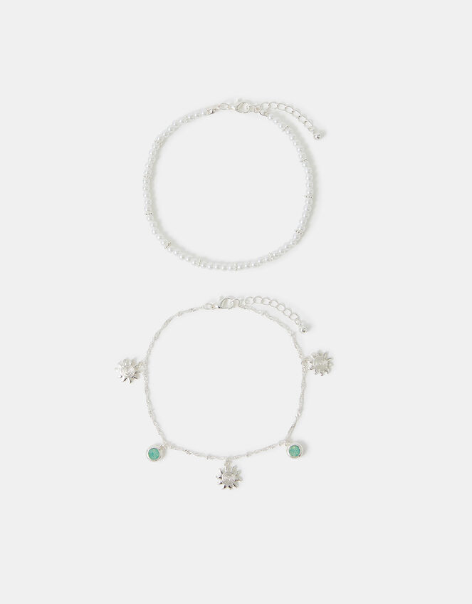 2-Pack Sunshine & Pearl Anklets, , large