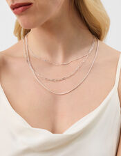 3-Pack Textured Chain Necklaces, Silver (SILVER), large