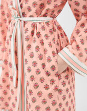 Block Print Cotton Short Dressing Gown , Pink (PINK), large