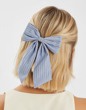 Stripe Bow Hair Clip, , large