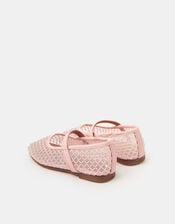 Girls Rhinestone Mesh Ballet Flats, Pink (PINK), large