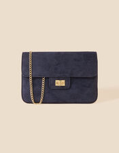Suedette Flat Fold Clutch, Blue (NAVY), large