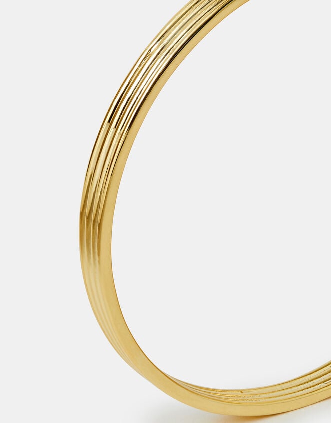 14ct Gold-Plated Ridge Bangle, , large
