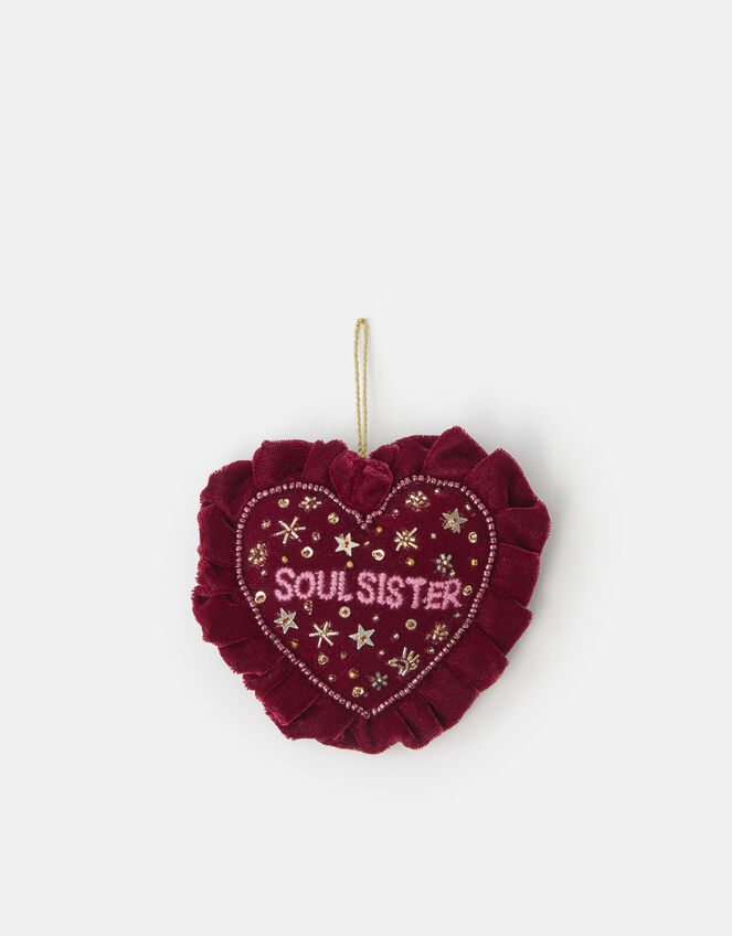 Soul Sister Velvet Heart Christmas Tree Decoration, , large