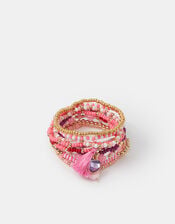 9-Pack Girls Beaded Charm Stretch Bracelets, , large