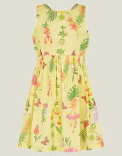 Girls Floral Print Dress, Yellow (YELLOW), large