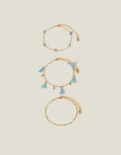 3-pack Bead Tassel Chain Anklets, , large