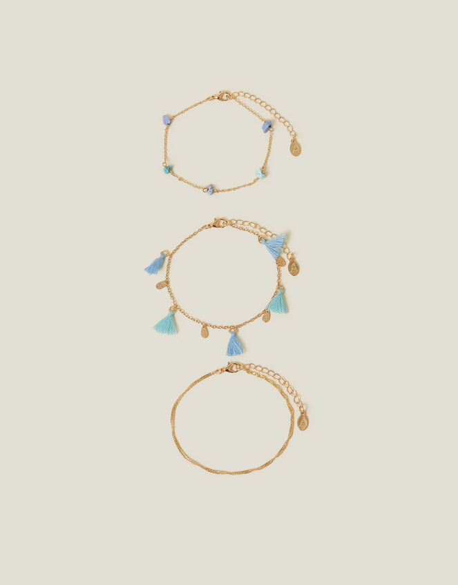 3-pack Bead Tassel Chain Anklets, , large