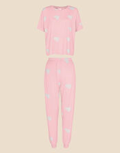 Heart Jersey Pyjama Set, Pink (PINK), large