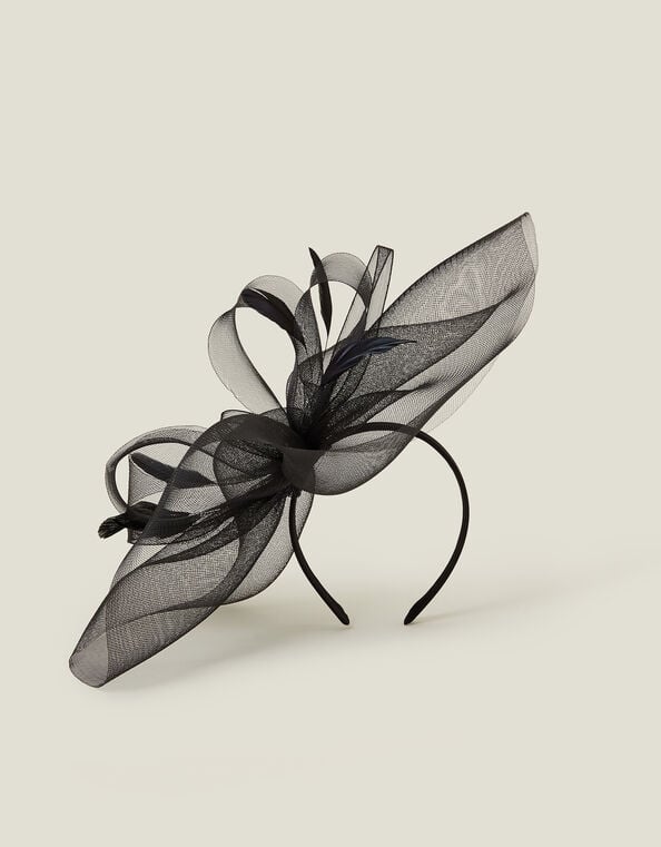 Large Crin Fascinator, Black (BLACK), large