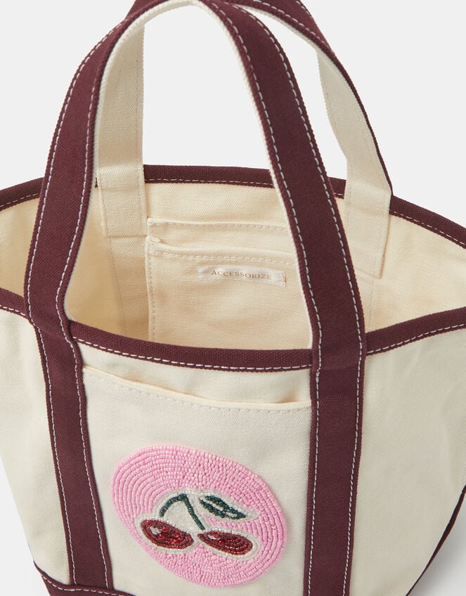 Accessorize x Good Manners Mini Beaded Cherry Canvas Bag, , large