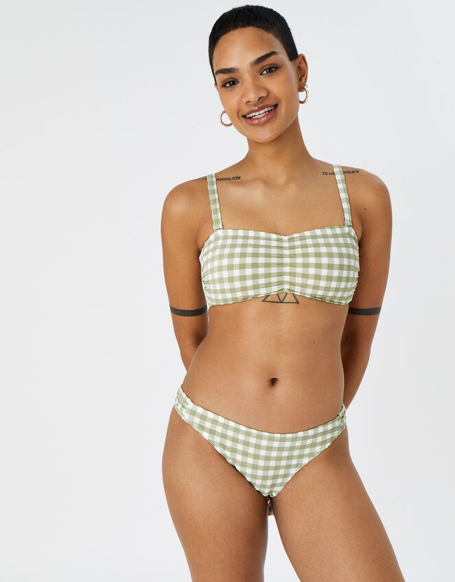 Gingham Bandeau Bikini Top Green | Bikini tops | Accessorize UK