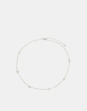 Sterling Silver-Plated Pearl Station Necklace, , large