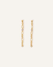 14ct Gold-Plated Sparkle Long Chain Earrings, , large