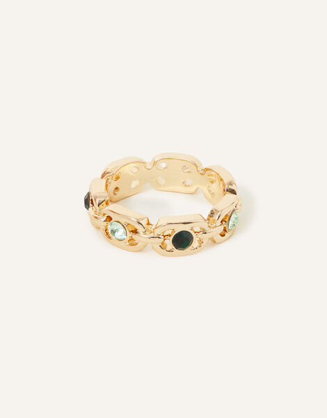 Chain Gem Ring, Green (GREEN), large