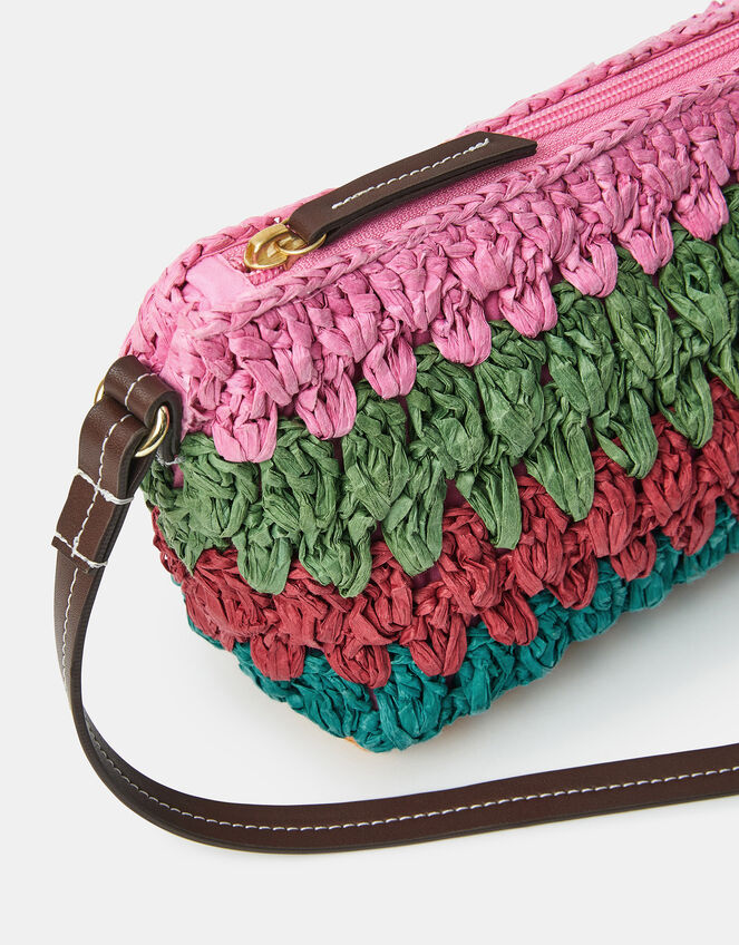Mix Woven Raffia Crossbody Bag, , large