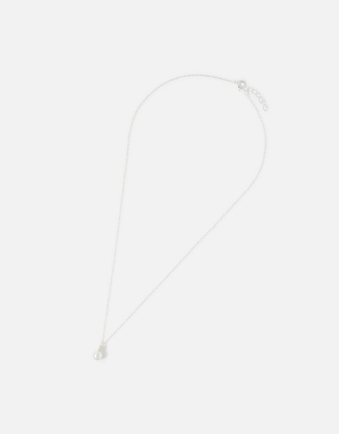 Sterling Silver Sparkle Pearl Pendant Necklace, , large