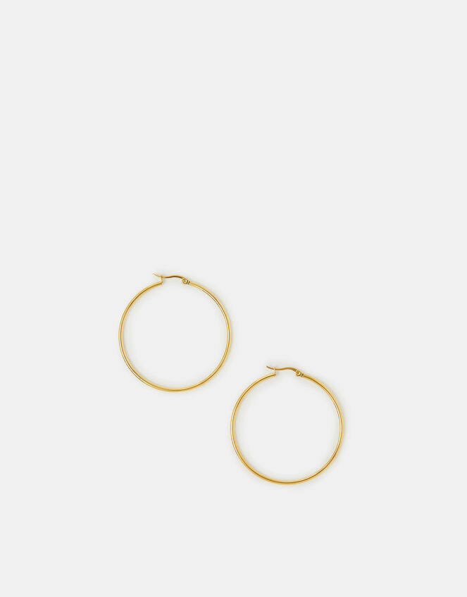 Large Stainless Steel Hoop Earrings, , large