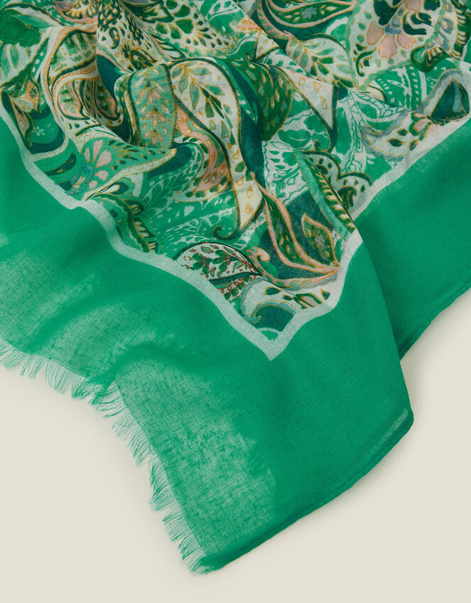 Lightweight Paisley Scarf Teal, , large