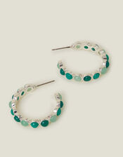 Stone Hoop Earrings, , large