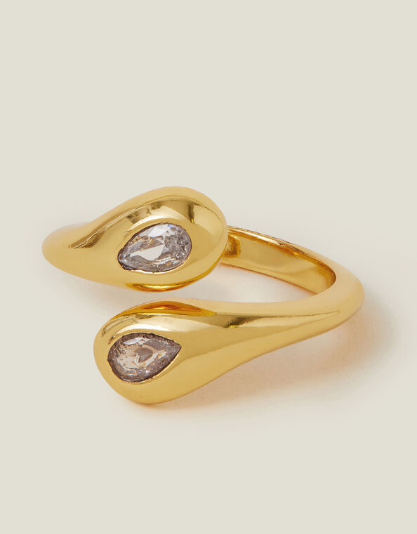 14ct Gold-Plated Adjustable Sparkle Ring, , large