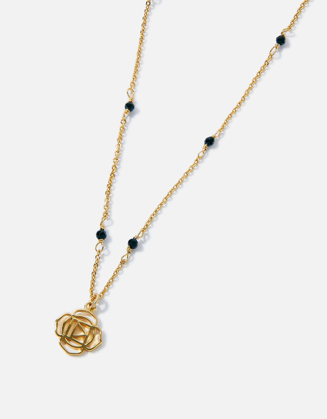 Gold-Plated Beaded Root Chakra Pendant Necklace, , large