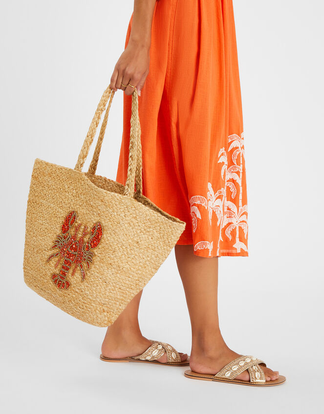 Lobster Jute Beach Bag, , large
