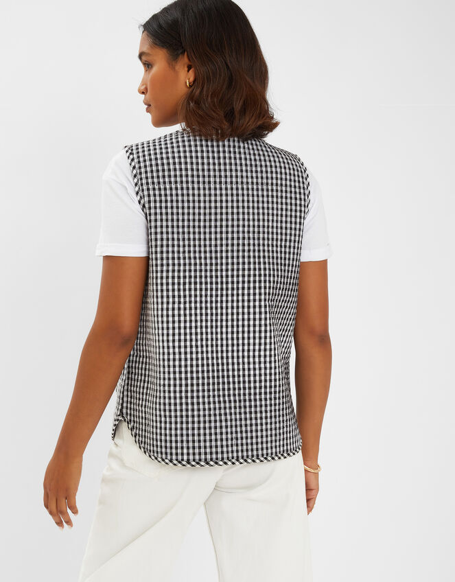 Gingham Waistcoat, Black (BLACK), large