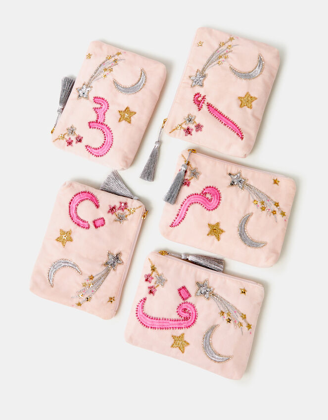 Embellished Arabic Initial Ramadan Pouch, Pink (PINK), large