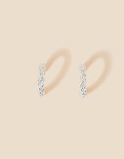 Silver-Plated Twisted Chain Hoops, , large