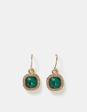 Mini Gemstone Drop Earrings, Green (GREEN), large