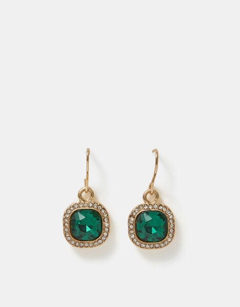 Mini Gemstone Drop Earrings, Green (GREEN), large