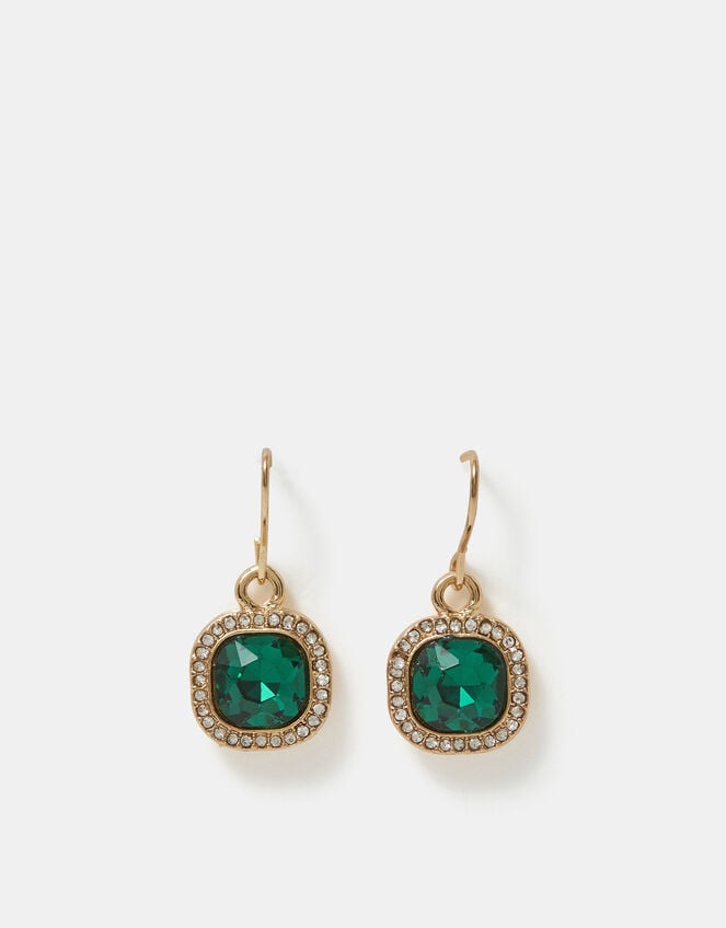 Mini Gemstone Drop Earrings, Green (GREEN), large