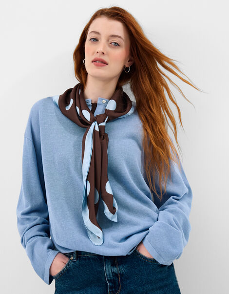 Polka Dot Square Satin Scarf, , large