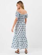 Off The Shoulder Floral Midi Dress, Ivory (IVORY), large