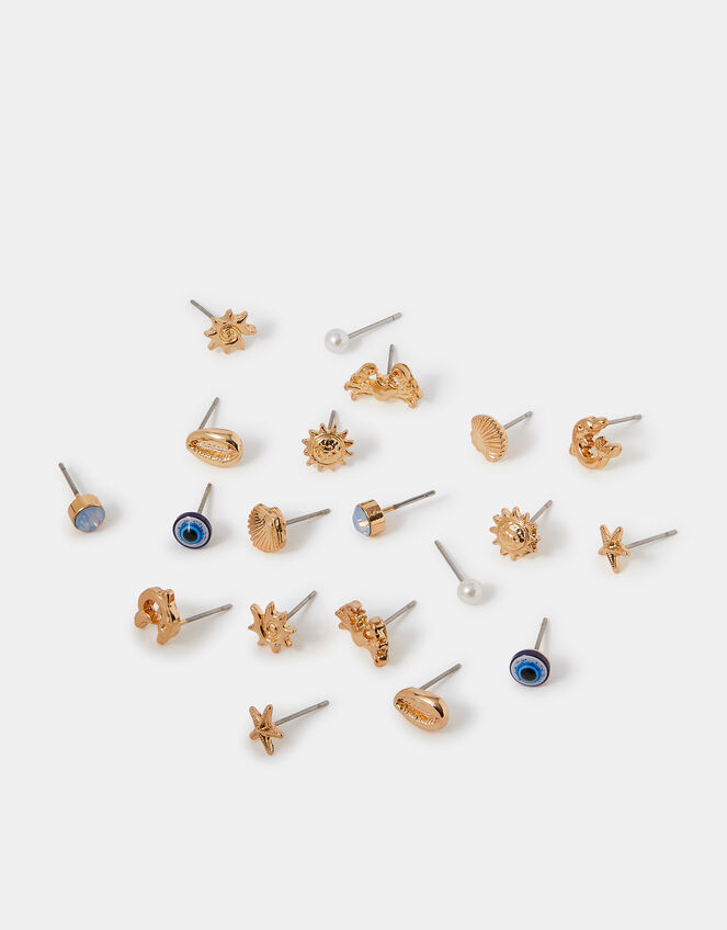 10-Pack Vacay Vibes Stud Earrings, , large