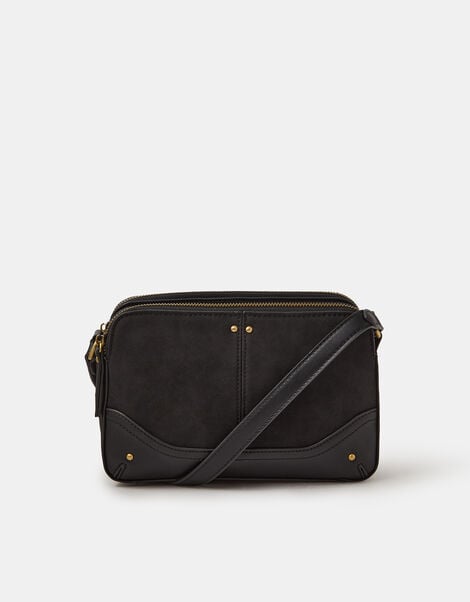 Classic Double Zip Crossbody Bag, Black (BLACK), large