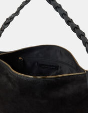 Braided Strap Suede Shoulder Bag, , large