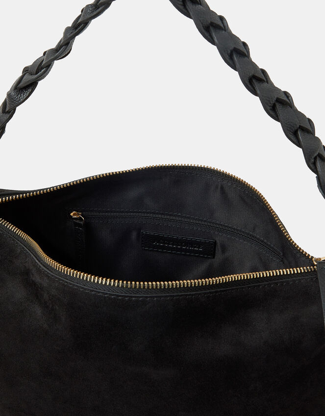 Braided Strap Suede Shoulder Bag, , large