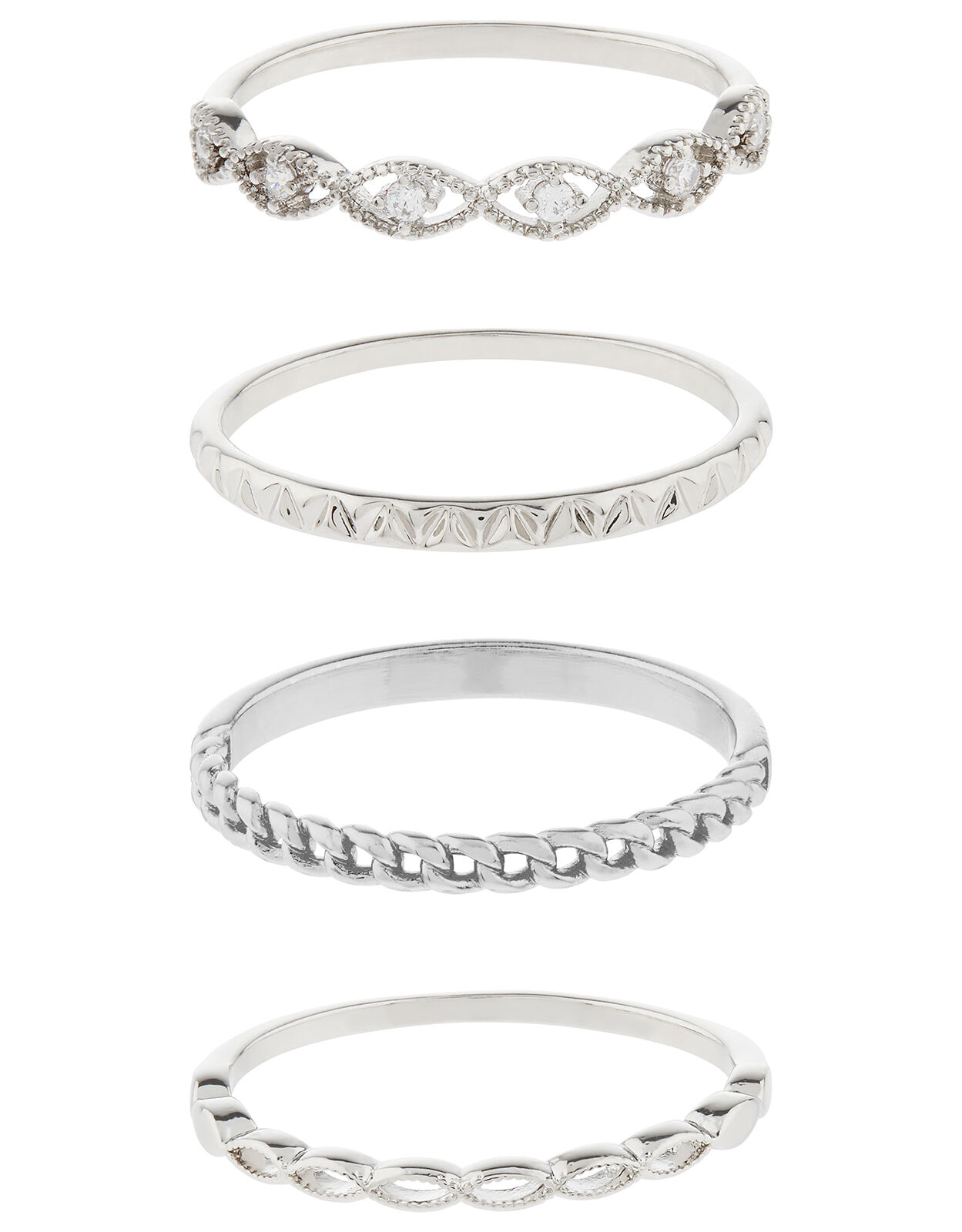 Gold Plated Sparkle Ring Set Silver Z for Accessorize
