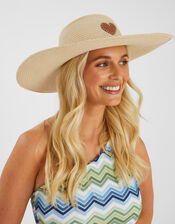 Heart Floppy Straw Hat, , large