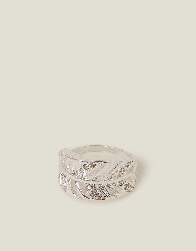 Pavé Feather Ring Silver, Silver (SILVER), large
