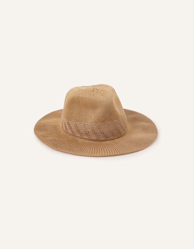 Packable Fedora Hat, Tan (TAN), large