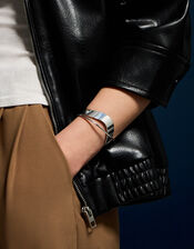 Sterling Silver-Plated Crossover Bangle Bracelet, , large