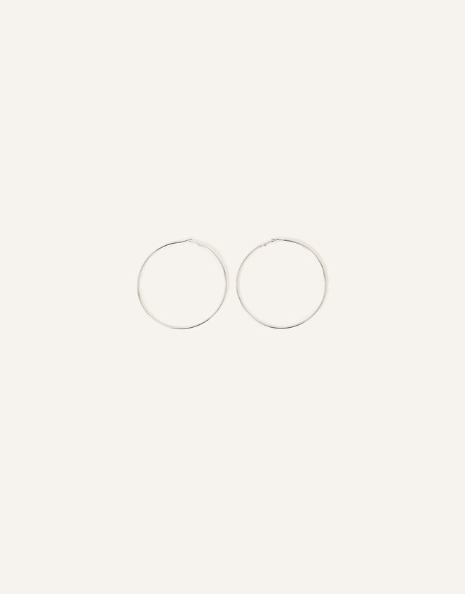 Recycled Large Simple Hoops , Silver (SILVER), large