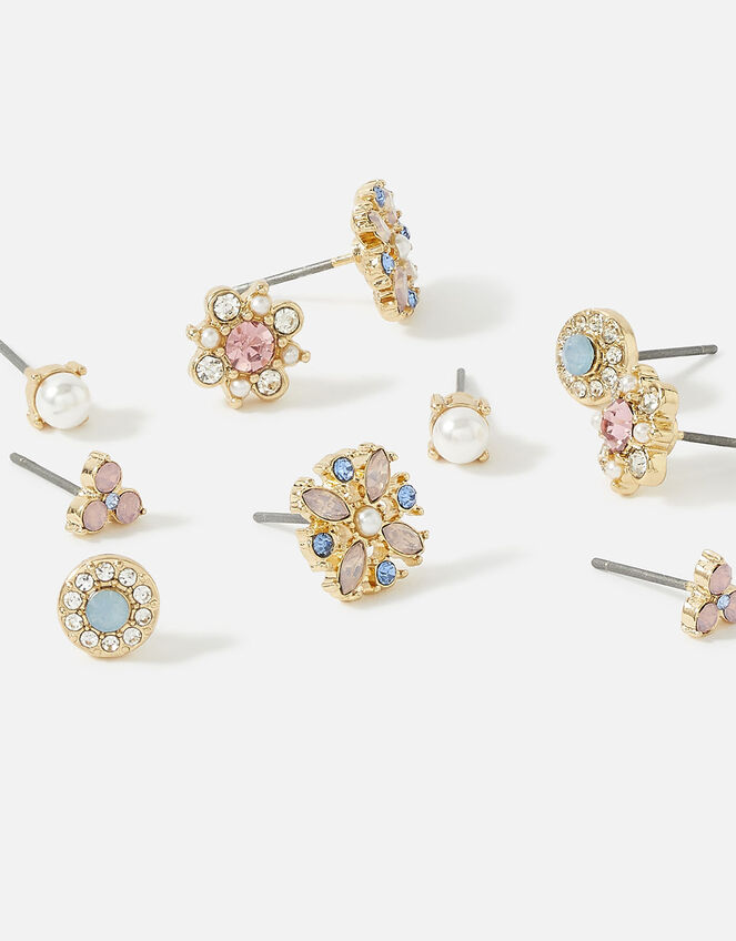 Crystal Flower Stud Earring Set, , large