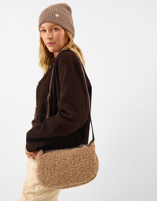 Faux Shearling Crossbody Bag, , large
