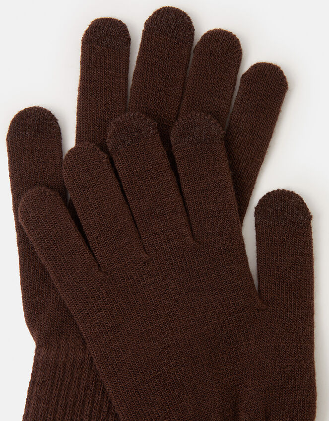 Plain Touch Screen Gloves , Brown (CHOCOLATE), large