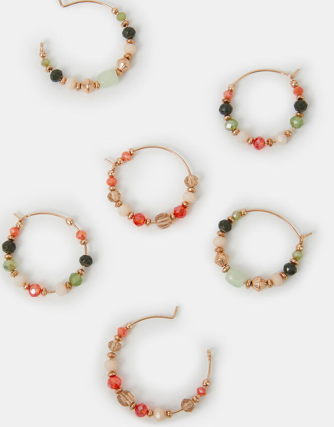 3-Pack Bead Hoop Earrings, , large