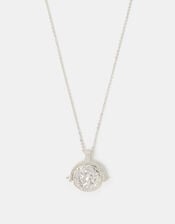Sterling Silver-Plated Coin Spinner Pendant Necklace, , large